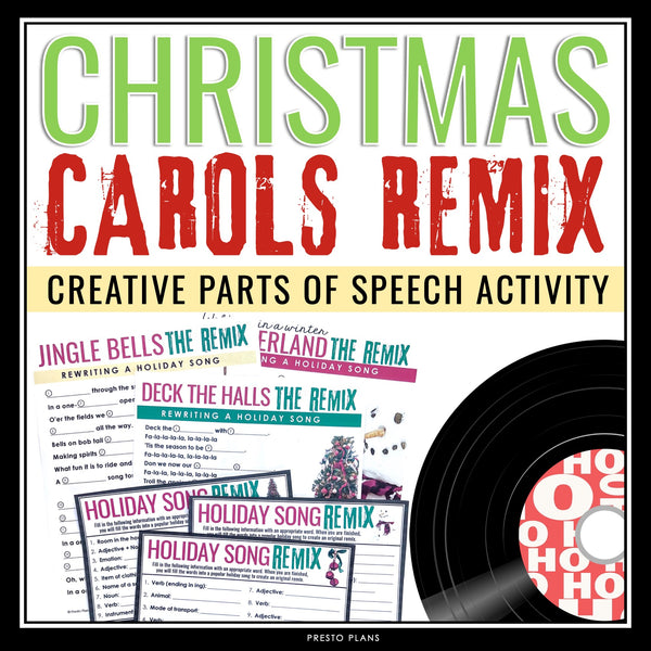 Christmas Parts of Speech Activity - Rewriting Holiday Carols Song Lyrics Remix