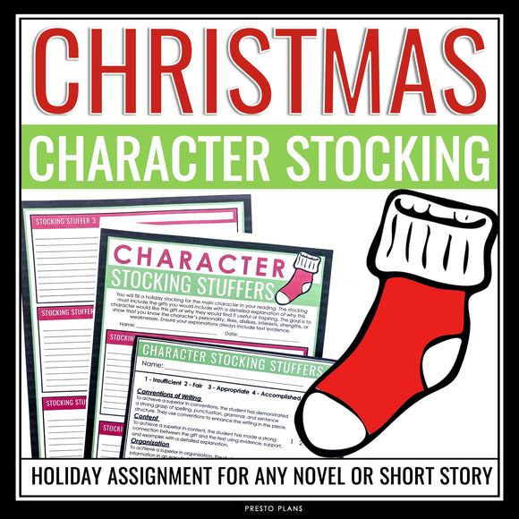Christmas Character Analysis Assignment - Choosing Stocking Gifts for Characters