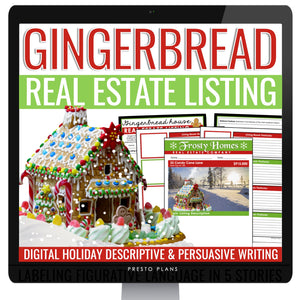 Christmas Descriptive Writing Activity – Gingerbread House Real Estate - Digital