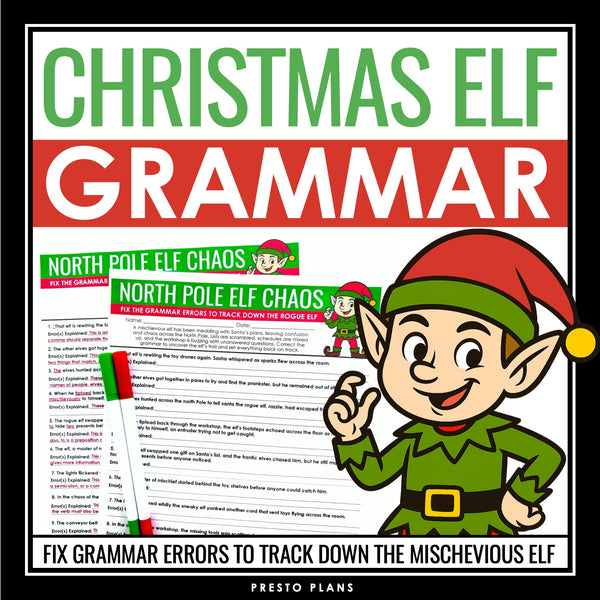 Christmas Grammar Worksheet Assignment Grammar Activity - North Pole Elf