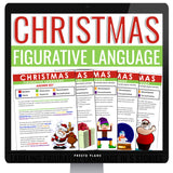 Christmas Figurative Language Assignments - Literary Devices Digital Activity