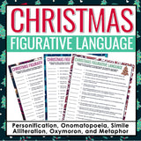 Christmas Figurative Language Assignments - Literary Devices Holiday Activity
