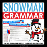 Christmas Grammar Worksheet Assignment Grammar Activity - Frosty the Snowman