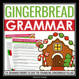 Christmas Grammar Worksheet Assignment Grammar Activity - Gingerbread House