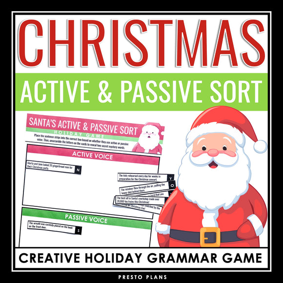 Christmas Grammar Activity - Active and Passive Voice Interactive Sorting Game