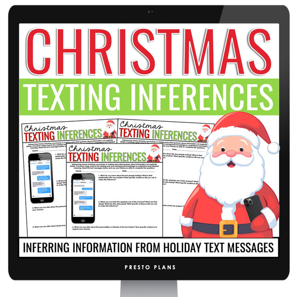 Christmas Inference Activities - Making Inferences in Texts Assignments Digital