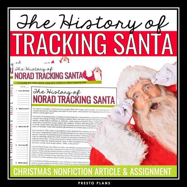 Christmas Reading Comprehension - Santa Tracking Nonfiction Article & Assignment