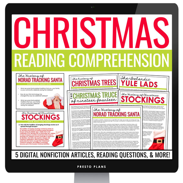 Christmas Reading Comprehension Bundle Digital Nonfiction Articles & Assignments