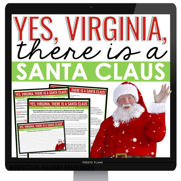 Christmas Nonfiction Digital Assignments - Yes, Virginia, There Is A Santa Claus