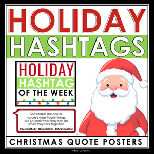 Christmas Posters - Hashtag Holiday Quotes Bulletin Board -  Response Assignment