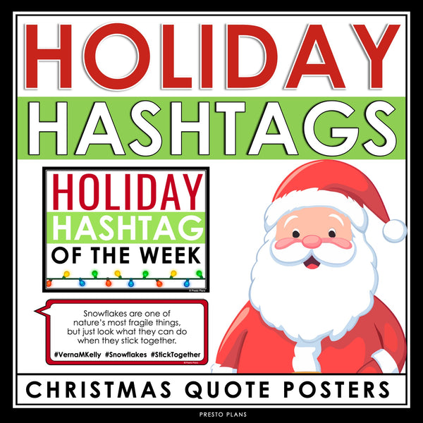 Christmas Posters - Hashtag Holiday Quotes Bulletin Board - Response Assignment