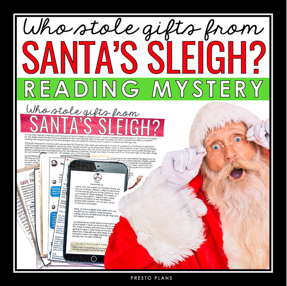 Christmas Close Reading Mystery Inference Activity - Who Stole Santa's Gifts?
