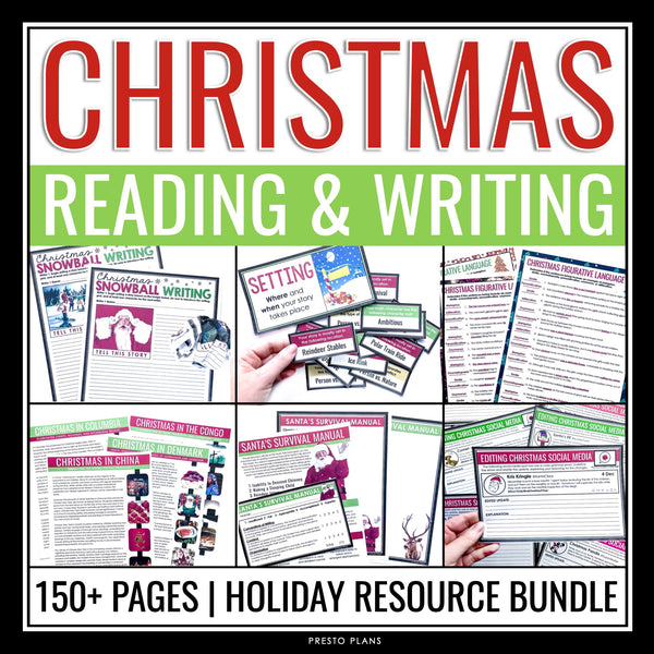 Christmas Reading and Writing Bundle: Holiday Activities, Assignments, Slides