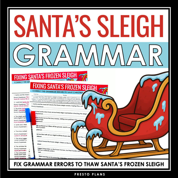 Christmas Grammar Worksheet Assignment Grammar Activity - Santa's Sleigh