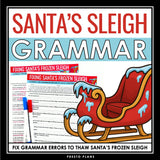 Christmas Grammar Worksheet Assignment Grammar Activity - Santa's Sleigh