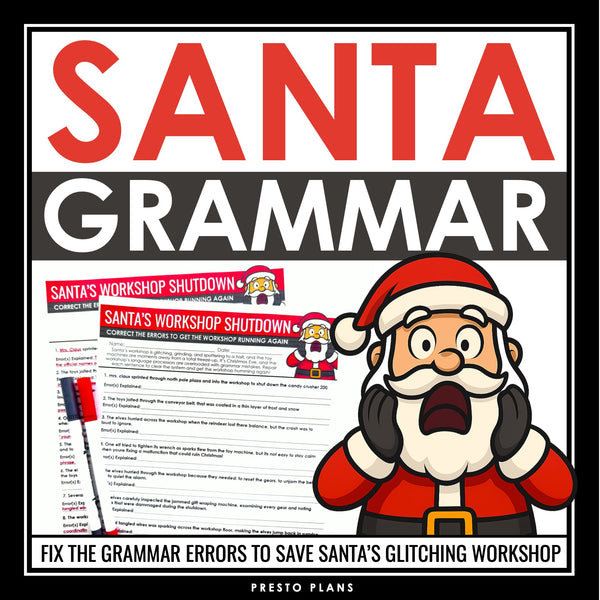 Christmas Grammar Worksheet Assignment Grammar Activity - Santa’s Workshop