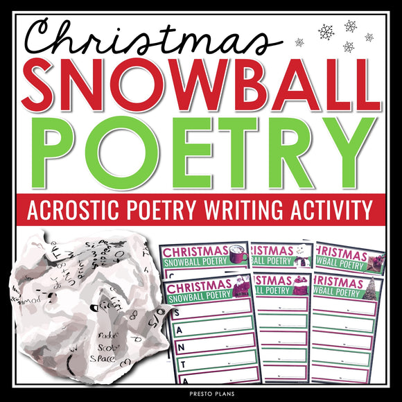 Christmas Writing Activity - Snowball Writing Collaborative Poetry Writing