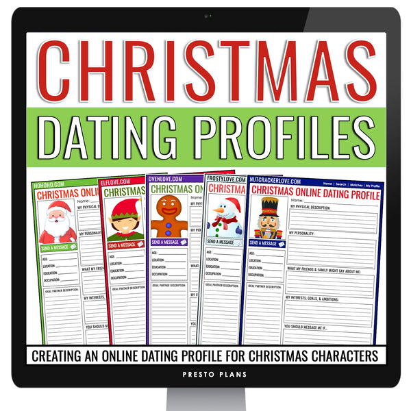 Christmas Writing Activity Holiday Character Dating Profile Digital Assignments