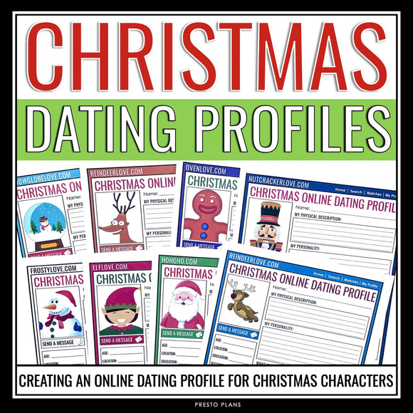 Christmas Writing Activity - Holiday Character Dating Profiles Assignments