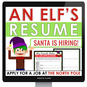 Christmas Writing Assignment - Elf Resume Creative Digital Holiday Activity