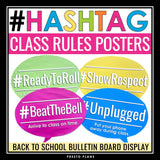 Class Rules Posters - Hashtags - Creative Back to School Bulletin Board Decor