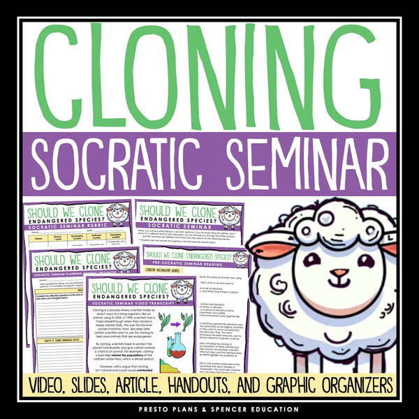 Socratic Seminar - Cloning Discussion Slides, Graphic Organizers, and Handouts