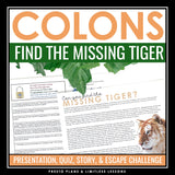 Colons Punctuation Grammar Activity Escape Room Challenge, Presentation, & Quiz