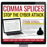 Comma Splices Escape Room Grammar Digital Activity, Google Slides, and Quiz