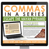 Commas in a Series Digital Grammar Activity Escape Room, Presentation, & Quiz