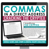 Commas in Addresses Escape Room Punctuation Digital Activity, Slides, & Quiz
