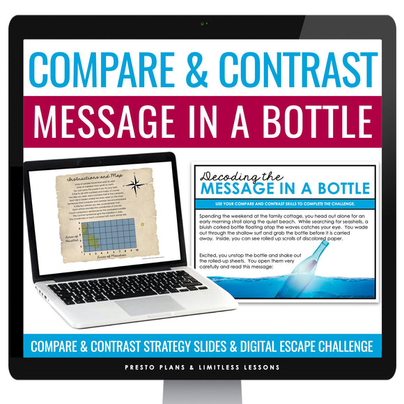 Compare and Contrast Text Structure Slides & Digital Reading Escape Activity