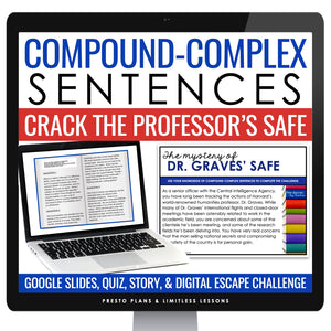 Compound-Complex Sentence Type Digital Grammar Activity Escape, Slides, & Quiz