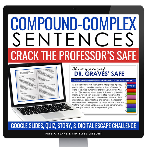 Compound-Complex Sentence Type Digital Grammar Activity Escape, Slides, & Quiz