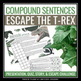 Compound Sentence Type Grammar Activity Escape Room Challenge, Slides, and Quiz