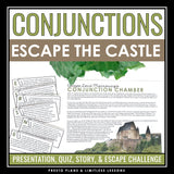 Coordinating Conjunctions Grammar Activity Escape Room Game, Slides, and Quiz