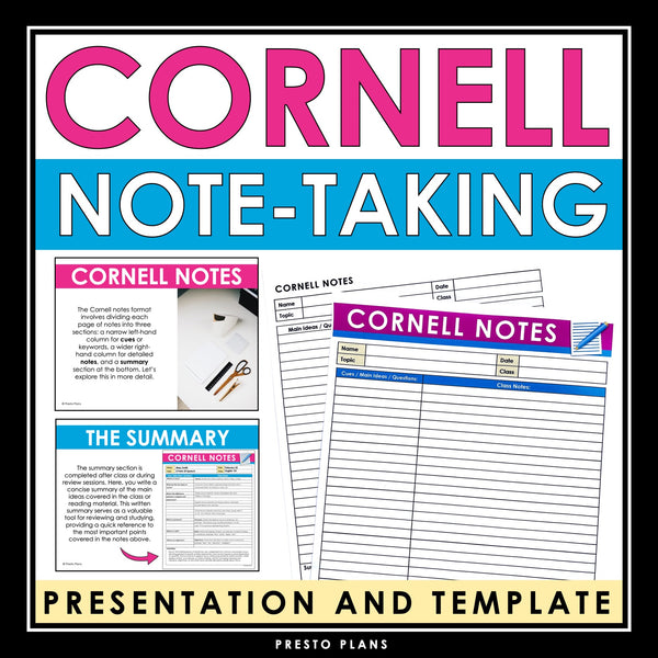 Cornell Notes Introduction - Presentation Slides & Cornell Note-Taking Template