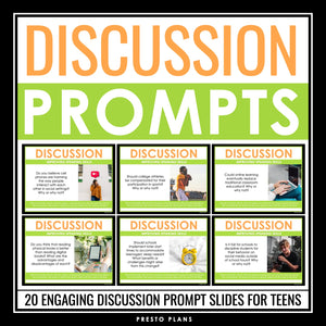 Discussion Prompts Speaking Activity for Middle or High - Presentation Slides