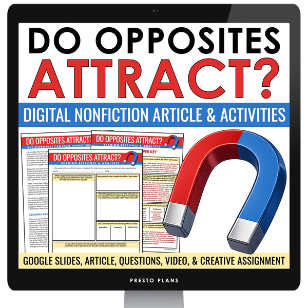 Nonfiction Reading Comprehension Digital Activities - Do Opposites Attract?