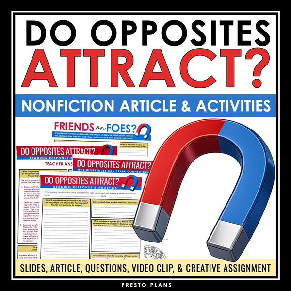 Nonfiction Reading Comprehension Article and Activities - Do Opposites Attract?