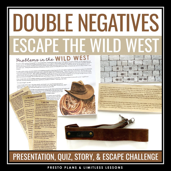 Double Negatives Grammar Activity Escape Room Challenge, Presentation, and Quiz