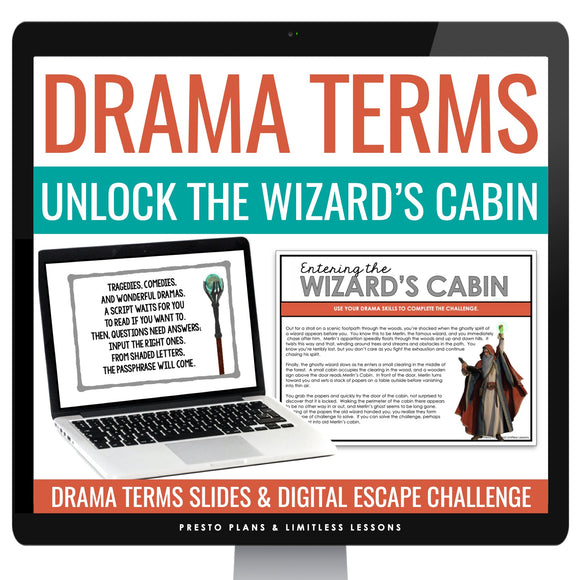 Drama Terms Introduction & Theater Escape Room Digital Script Reading Activity