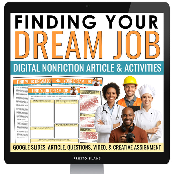 Nonfiction Reading Comprehension Digital Activities - Find Your Dream Job