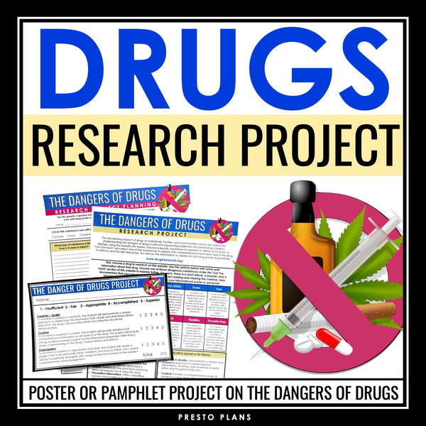 Drugs Research Project - Health Class Assignment - Drugs Info Poster or Pamphlet