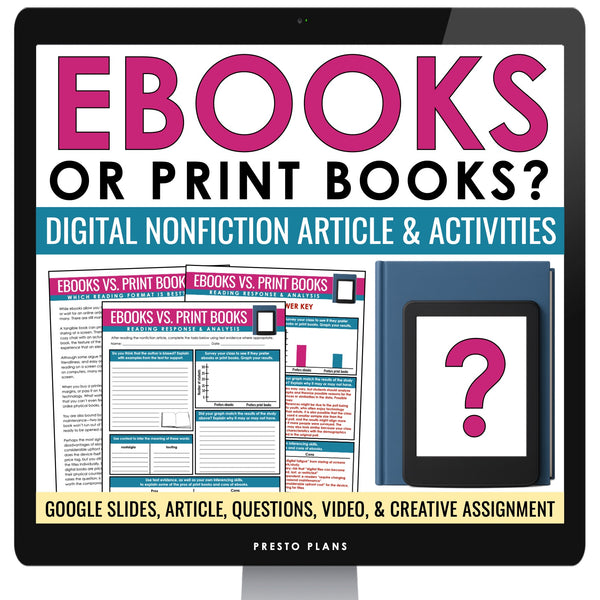 Nonfiction Reading Comprehension Digital Activities - Ebooks vs. Print Books