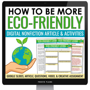 Nonfiction Reading Comprehension Digital Activities - Eco-Friendly Living