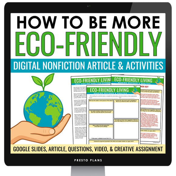 Nonfiction Reading Comprehension Digital Activities - Eco-Friendly Living