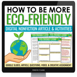 Nonfiction Reading Comprehension Digital Activities - Eco-Friendly Living
