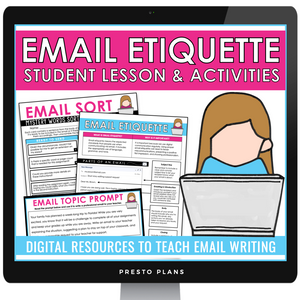 Email Etiquette How to Write an Email Lesson, Activities, Assignments - Digital