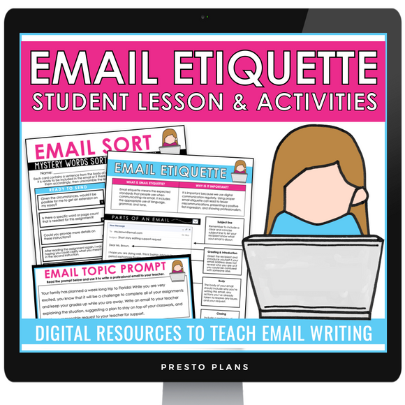 Email Etiquette How to Write an Email Lesson, Activities, Assignments - Digital