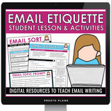 Email Etiquette How to Write an Email Lesson, Activities, Assignments - Digital